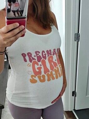 White Graphic Tank Top - 'Pregnant Girl Summer'